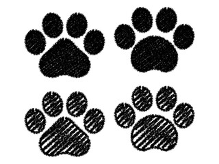 クレヨン描き肉球アイコンセット：黒 © designbeginner