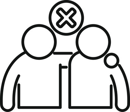 Risk friends embrace icon outline vector. Shake social handle. Avoid contact