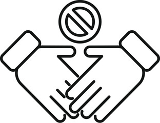 Do not touch hand shake icon outline vector. Avoid contact. People health prevention