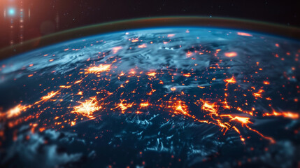 A futuristic globe floating in space with digital wallet transaction data and statistics displayed on its surface symbolizing the global impact and widespread adoption of