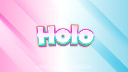 White blue and pink holo 3d editable text effect - font style