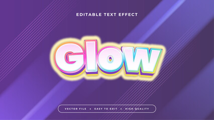 Colorful glow 3d editable text effect - font style