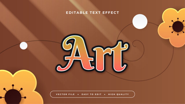 Brown white and orange art 3d editable text effect - font style