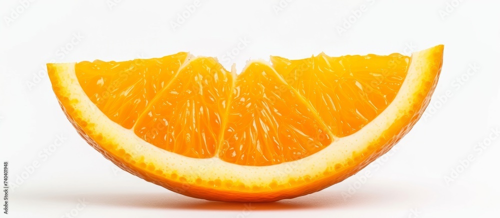 Sticker fresh half of a ripe juicy orange fruit isolated on white background, delicious citrus slice