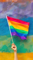 Lgbtq pride symbol flag in hand