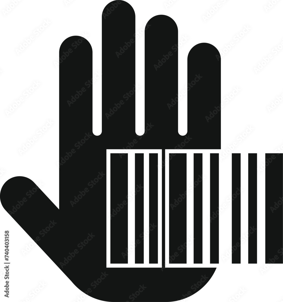Poster scan palm code icon simple vector. automatic security. rec id tone audio