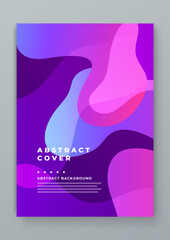 Blue pink and purple violet minimalist and simple gradient color abstract cover with wave and fluid shapes. Template for annual report, magazine, booklet, proposal, portfolio, brochure, poster