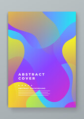 Blue yellow and purple violet abstract gradient cover with fluid wave shapes. Vector design layout for banner presentations, flyers, posters, background and invitations