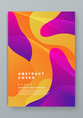 Orange yellow and purple violet gradient abstract wave fluid shapes cover. Modern template for background, posters, ad banners, brochures, flyers, covers, websites