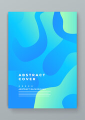 Green and blue gradient abstract wave fluid shapes cover. Modern template for background, posters, ad banners, brochures, flyers, covers, websites