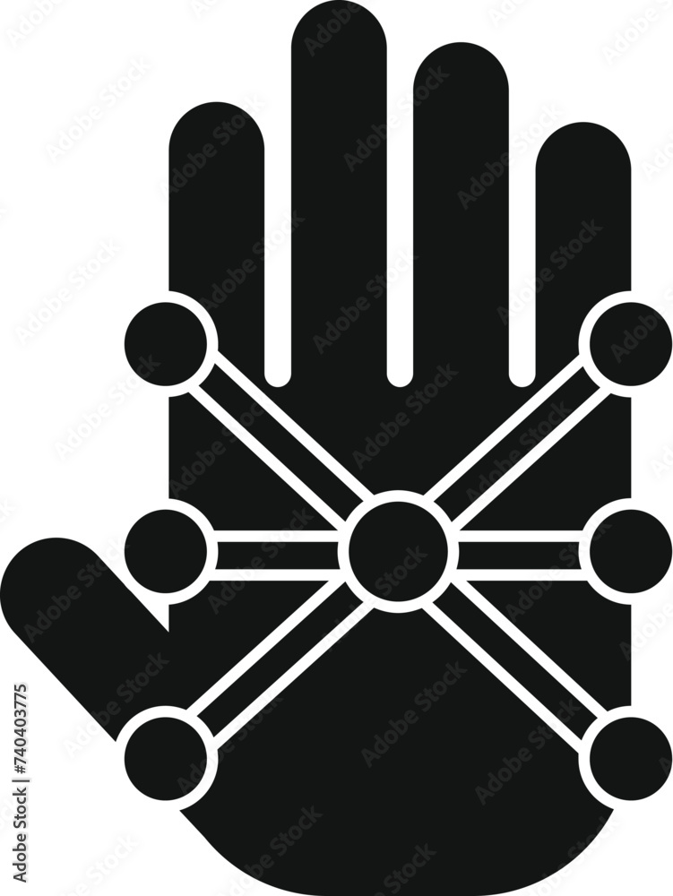 Poster point palm scanning icon simple vector. voice verification. access data id