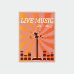 microphone logo vintage poster vector icon symbol illustration template design