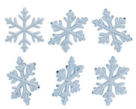 Winter illustration tracery snowflake 3d. element icon concept. isolated on transparent background PNG 3d rendering.
