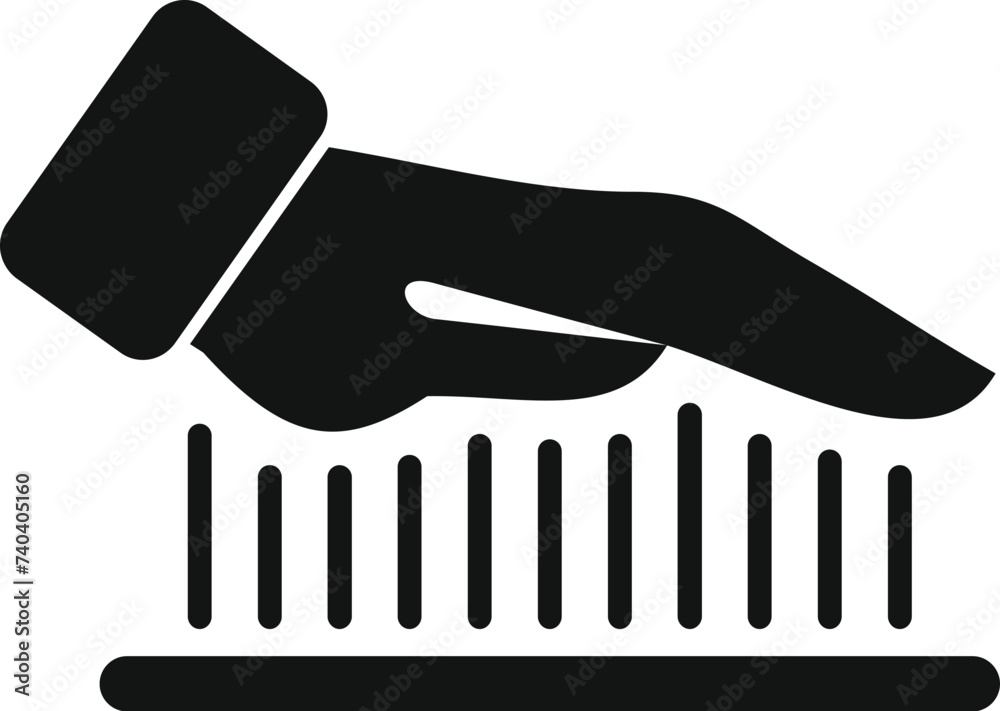 Poster scan palm board icon simple vector. code security id. bio smart technology