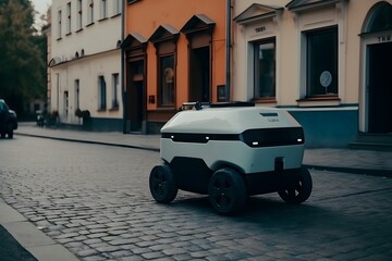 Future technology idea with an autonomous courier robot 