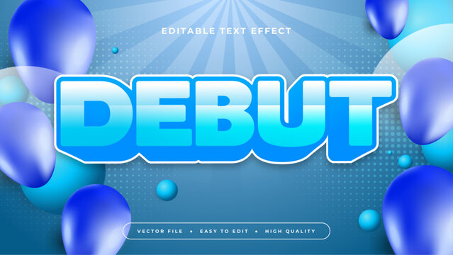 Blue and white debut 3d editable text effect - font style
