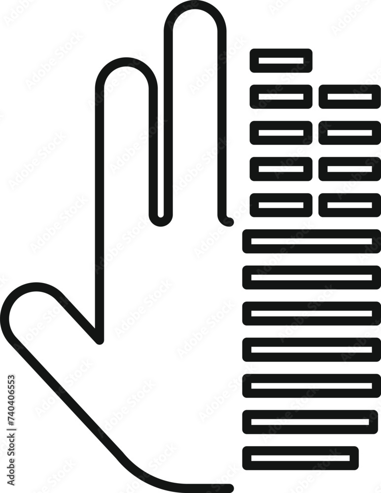 Poster half palm scanning icon outline vector. database identity. id scanner connect