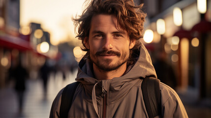 Fototapeta premium agiotaje, empresario, digno, apuesto, gente, persona, moda, exterior, al aire libre, ciudad, chaval, hombre, de pie, gafas de sol, sonrisa, camisa, modelaje, novio, urbana, mirada, edificio, sonriente