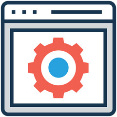 An icon of cog flat design 