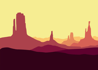 Wild American desert landscape, vector illustration for background design.