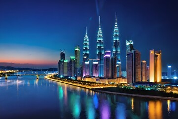 Obraz premium city skyline at night