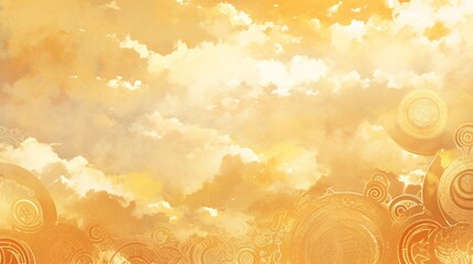 National trend golden texture and auspicious cloud illustration, golden classical Chinese auspicious cloud pattern Chinese style background