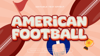 Red white and blue american football 3d editable text effect - font style