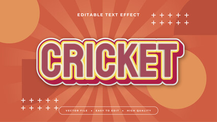 Orange and red cricket 3d editable text effect - font style