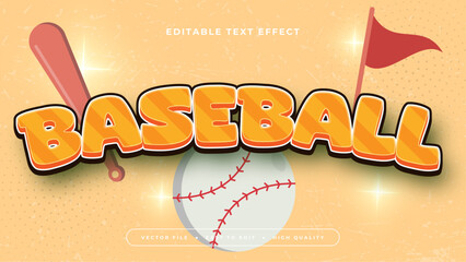 Red white and yellow baseball 3d editable text effect - font style