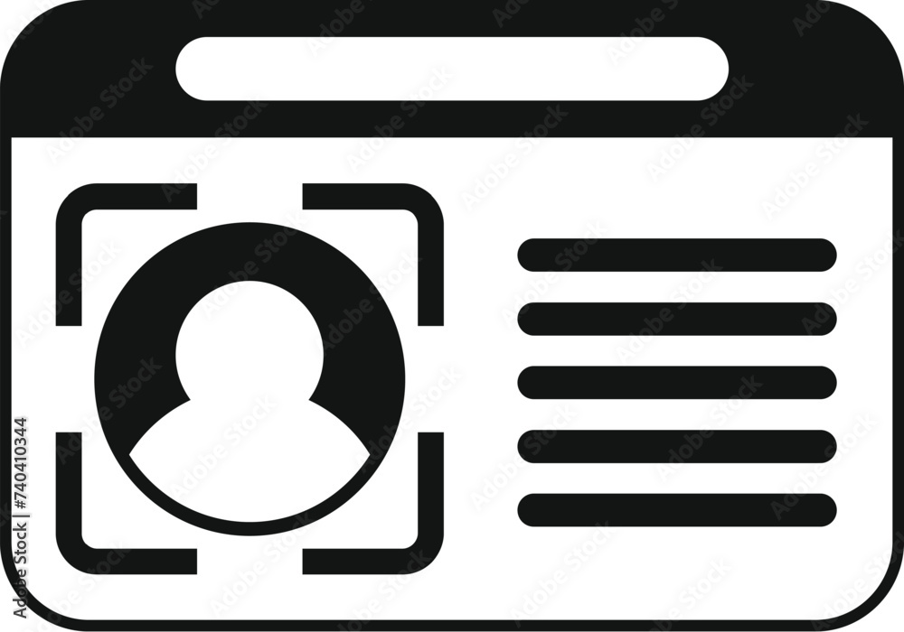 Poster web detect identity icon simple vector. privacy face. fingerprint recognition