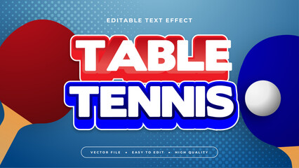 Naklejka premium Blue white and red table tennis 3d editable text effect - font style