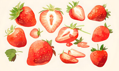 seamless pattern with strawberries, Generative AI