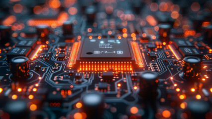 Circuit board background. Electronic computer hardware technology. 3d rendering - obrazy, fototapety, plakaty