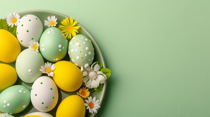 Happy Easter banner with colorful easter eggs - Powered by Adobe