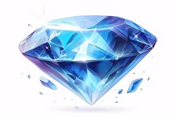A brilliant rendering diamond, blue diamond 3D rendering - obrazy, fototapety, plakaty