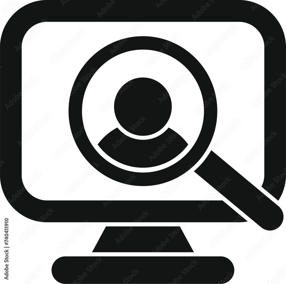 Poster access computer person icon simple vector. scan check data. tone user system