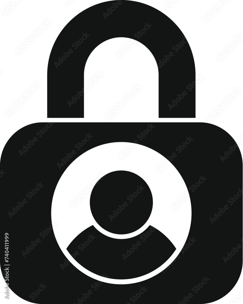 Poster lock data person icon simple vector. scan signature. automatic registration