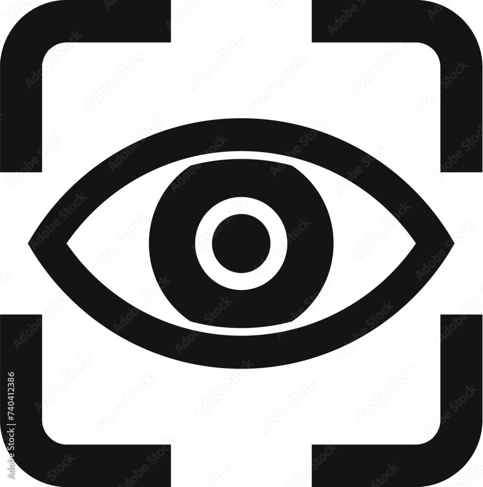 Poster scan iris eye icon simple vector. access data system. detect privacy face