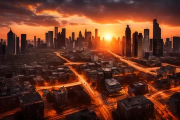 Foto auf Acrylglas Antireflex Skyline city skyline at sunset