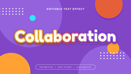 Fototapeta na wymiar Orange white and purple violet collaboration 3d editable text effect - font style