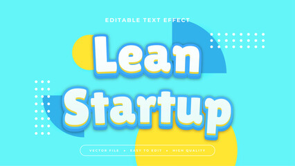 Blue white and yellow lean startup 3d editable text effect - font style
