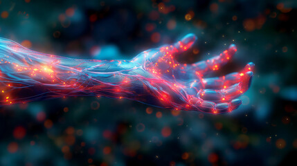 Human arm undergoing a biomechanical transformation.