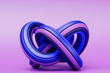 Fototapeta premium 3d illustration abstract colorful volumetric figure on purple isolated background