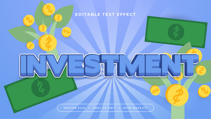 Yellow blue and green investment 3d editable text effect - font style