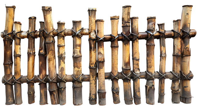 bamboo fence, isolated on white PNG
