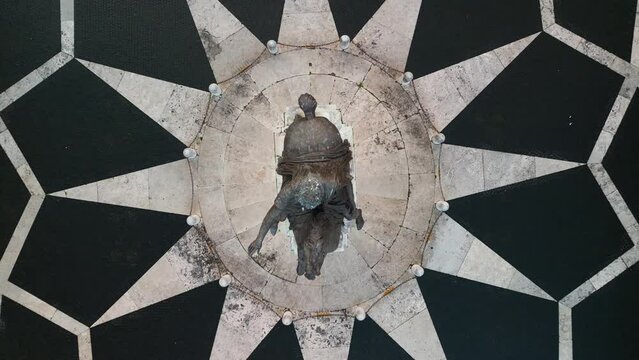 Top Down Aerial View - Piazza del Campidoglio Marcus Aurelius on Horseback. Rome, Italy