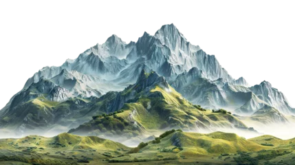 Zelfklevend Fotobehang beautiful mountain range, isolated on white background © JetHuynh