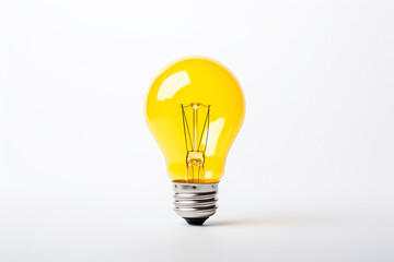 Bright Yellow Lightbulb on a Clean White Background, Creativity and Innovation Concept