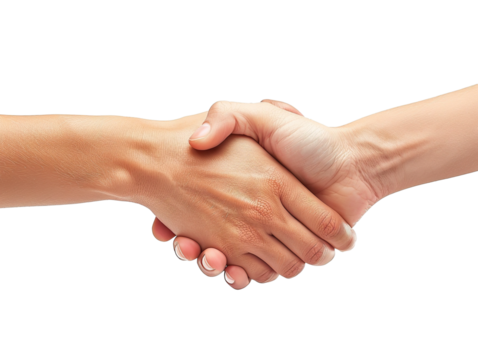 Two hand shaking hands in agreement, isolated on a white background PNG