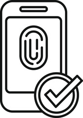 Phone access fingerprint icon outline vector. Scan human privacy. Registration check